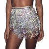 Bufenia Women's Belly Dance Hip Skirt Tassel Sequins Hip Scarf Strappy Wrap Rave Skirts Halloween Costume Club Festival (Silver) view 1