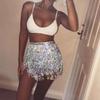 Bufenia Women's Belly Dance Hip Skirt Tassel Sequins Hip Scarf Strappy Wrap Rave Skirts Halloween Costume Club Festival (Silver) view 2