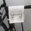 London Craftwork Bike Frame Bag Handcrafted Natural Leather White 8.6"x6.5"x2" view 2
