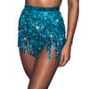 Bufenia Women's Sparkly Sequin Skirt Fringe Belly Dance Rave Skirt Costume (Blue) view 1