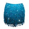 Bufenia Women's Sparkly Sequin Skirt Fringe Belly Dance Rave Skirt Costume (Blue) view 4