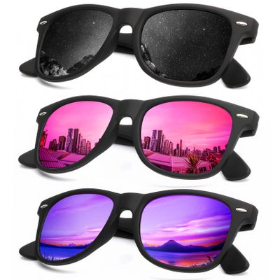 KALIYADI Polarized Sunglasses for Men and Women Matte Finish Sun glasses Color Mirror Lens UV Blocking (3 Pack)