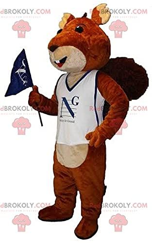 SPOTSOUND Brown and beige beaver REDBROKOLY Mascot with a supporter jersey