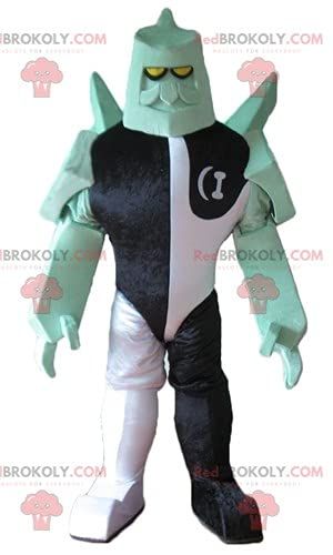 SPOTSOUND Black white and green fantasy character robot REDBROKOLY Mascot