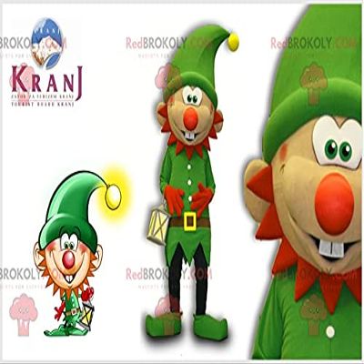 SPOTSOUND Green and orange elf REDBROKOLY Mascot with a pretty cap