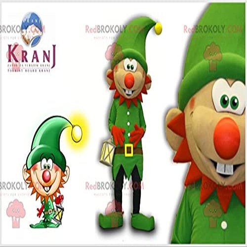 SPOTSOUND Green and orange elf REDBROKOLY Mascot with a pretty cap