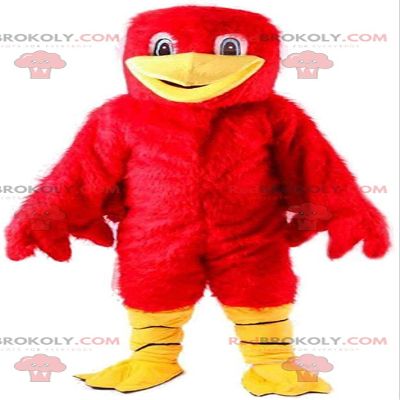 SPOTSOUND Hairy red bird REDBROKOLY Mascot, large colorful bird costume