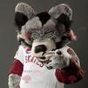 SPOTSOUND Black and white gray wolf REDBROKOLY Mascot view 1
