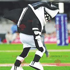 SPOTSOUND Black and white shark REDBROKOLY Mascot in sportswear