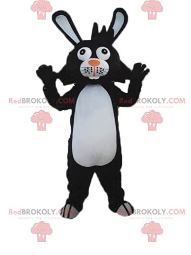 SPOTSOUND Black and white rabbit REDBROKOLY Mascot with big ears