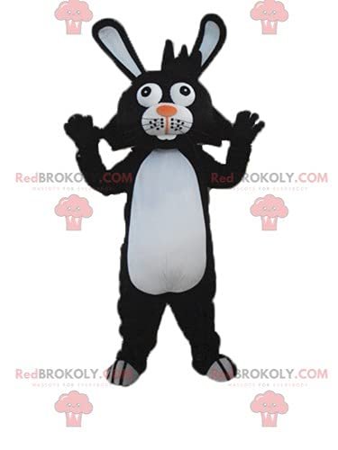 SPOTSOUND Black and white rabbit REDBROKOLY Mascot with big ears