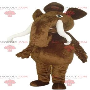 SPOTSOUND Big brown mammoth REDBROKOLY Mascot with large tusks