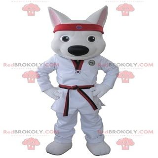 SPOTSOUND White wolf REDBROKOLY Mascot dressed in a kimono