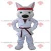 SPOTSOUND White wolf REDBROKOLY Mascot dressed in a kimono view 1