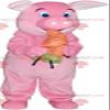 SPOTSOUND Pink pig REDBROKOLY Mascot with an orange carrot