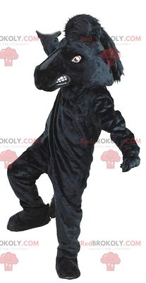 SPOTSOUND Giant black horse REDBROKOLY Mascot, equestrian center costume