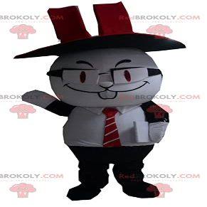 SPOTSOUND Black and white rabbit REDBROKOLY Mascot with a top hat