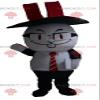 SPOTSOUND Black and white rabbit REDBROKOLY Mascot with a top hat