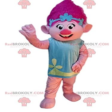 SPOTSOUND Troll REDBROKOLY Mascot with pink hair, famous costume