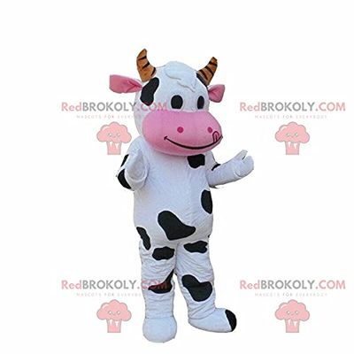 SPOTSOUND White and black cow REDBROKOLY Mascot, cow costume