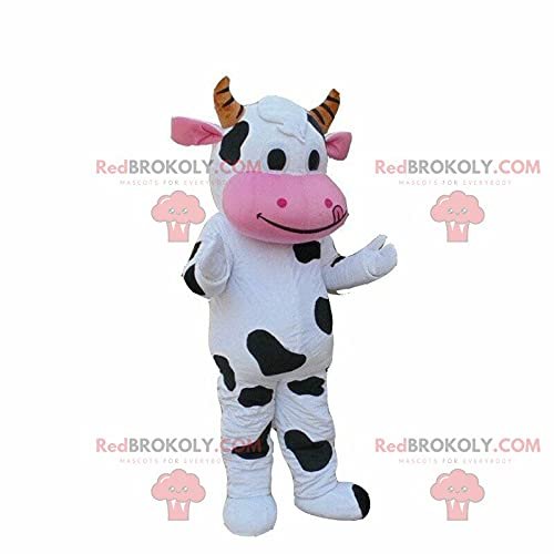 SPOTSOUND White and black cow REDBROKOLY Mascot, cow costume