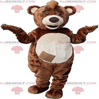 SPOTSOUND Brown and white teddy bear REDBROKOLY Mascot with a crest