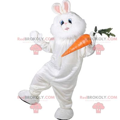 SPOTSOUND Plump and hairy white rabbit REDBROKOLY Mascot, rabbit costume