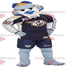 SPOTSOUND REDBROKOLY Mascot blue white and orange tiger in sportswear