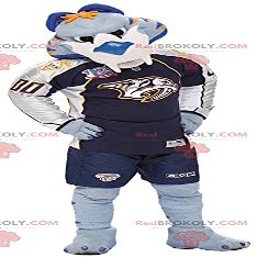 SPOTSOUND REDBROKOLY Mascot blue white and orange tiger in sportswear