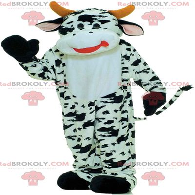 SPOTSOUND White and black cow REDBROKOLY Mascot, cow costume