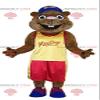 SPOTSOUND beaver REDBROKOLY Mascot with a yellow fan jersey view 1