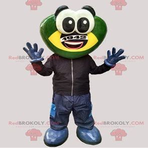 SPOTSOUND Futuristic frog REDBROKOLY Mascot green and yellow creature