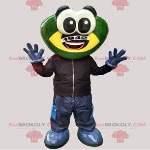 SPOTSOUND Futuristic frog REDBROKOLY Mascot green and yellow creature