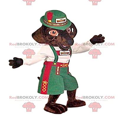 SPOTSOUND Fox REDBROKOLY Mascot in traditional Swiss dress