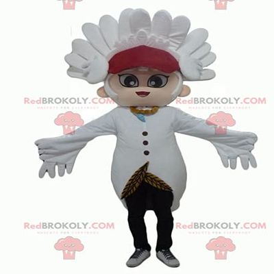 SPOTSOUND Snowman REDBROKOLY Mascot with white feathers and a crest
