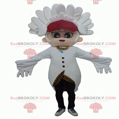 SPOTSOUND Snowman REDBROKOLY Mascot with white feathers and a crest