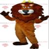 SPOTSOUND Brown and white lion REDBROKOLY Mascot with a crown on his head