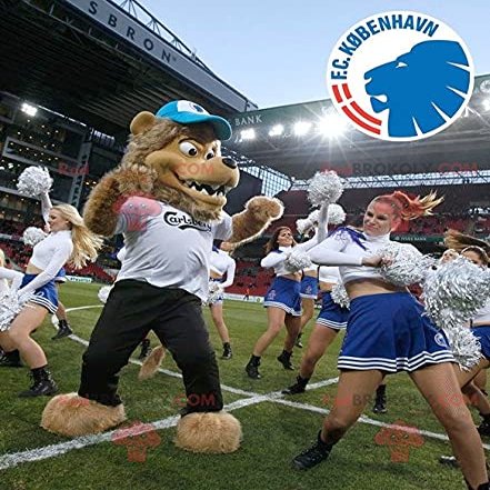 SPOTSOUND Funny and hairy brown lion REDBROKOLY Mascot