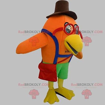 SPOTSOUND Orange bird REDBROKOLY Mascot with glasses and a hat