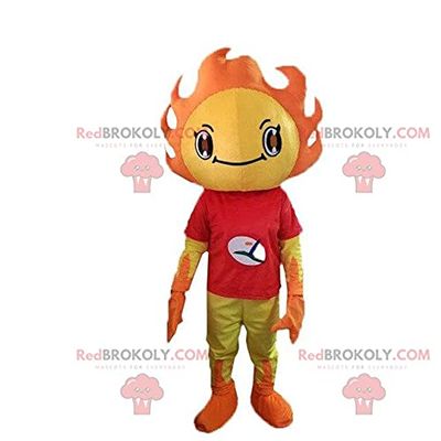 SPOTSOUND Yellow and orange sun costume REDBROKOLY Mascot. Summer costume