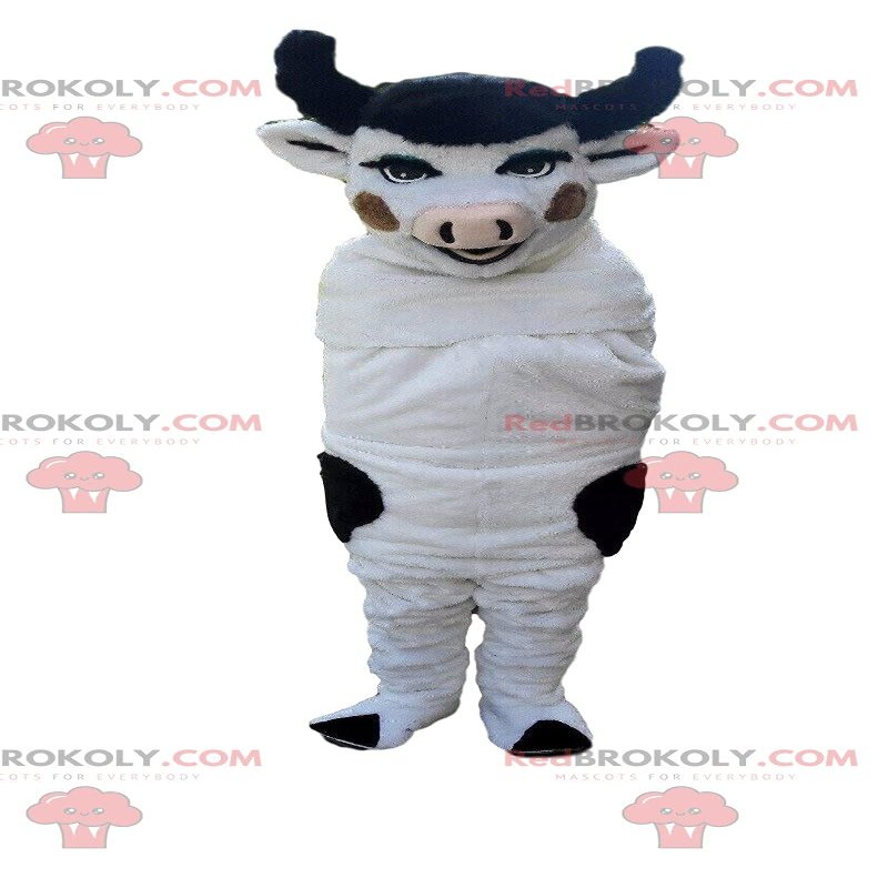 SPOTSOUND White and black cow REDBROKOLY Mascot, cow costume