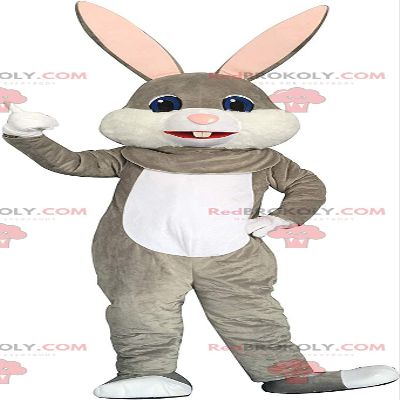 SPOTSOUND Gray and white rabbit REDBROKOLY Mascot, big rabbit costume