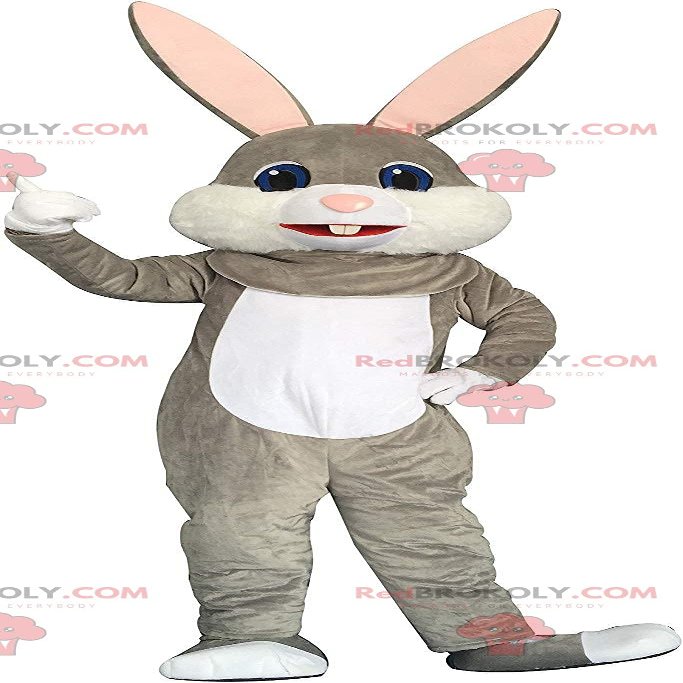 SPOTSOUND Gray and white rabbit REDBROKOLY Mascot, big rabbit costume