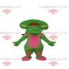 SPOTSOUND Green and pink dinosaur REDBROKOLY Mascot, prehistoric costume view 1