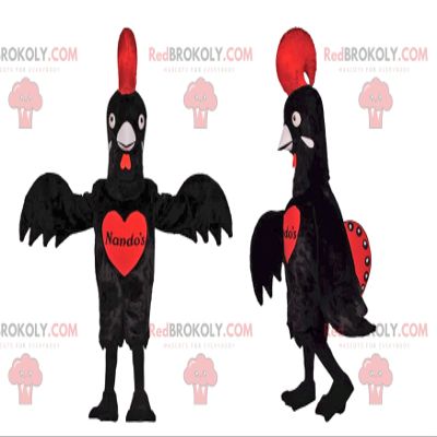 SPOTSOUND Black chicken REDBROKOLY Mascot with a beautiful red crest