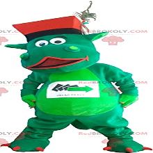 SPOTSOUND Green dinosaur REDBROKOLY Mascot with a hat