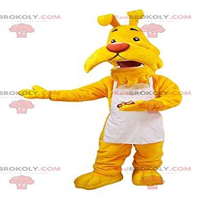 SPOTSOUND Mustache yellow dog REDBROKOLY Mascot dressed in a white apron