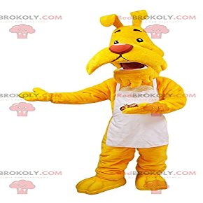 SPOTSOUND Mustache yellow dog REDBROKOLY Mascot dressed in a white apron