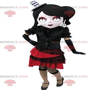 SPOTSOUND Gothic woman REDBROKOLY Mascot dressed in black and red