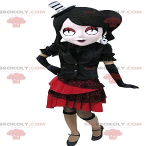 SPOTSOUND Gothic woman REDBROKOLY Mascot dressed in black and red
